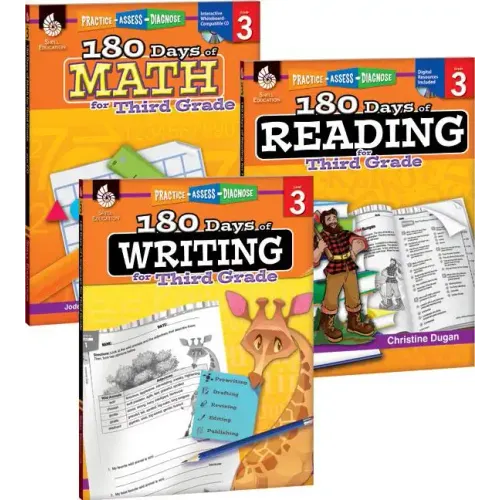 180 Days(tm) Reading, Writing and Math for Grade 3: 3-Book Set: Practice, Assess, Diagnose