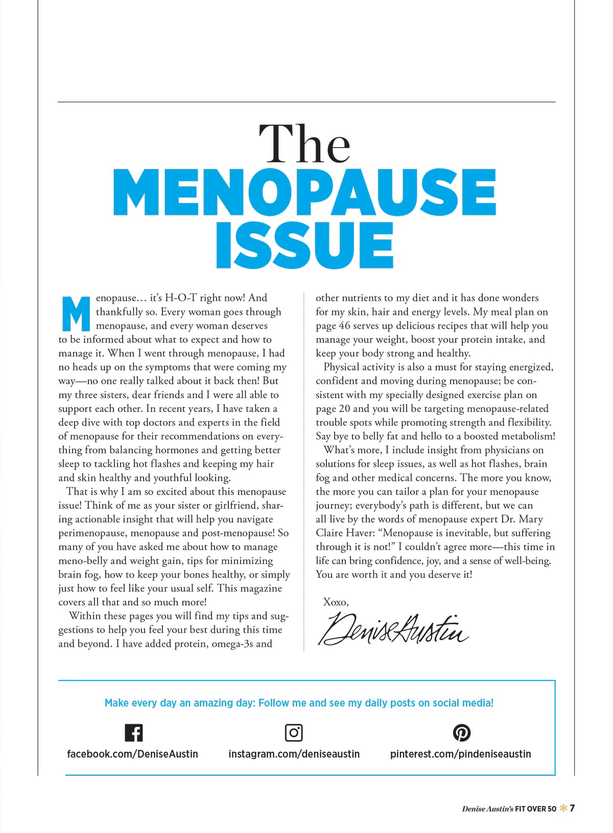 Denise Austin's Fit Over 50 - The Menopause Issue, Spring 2025: Beat Middle-Aged Spread, Embrace Your Best Self, Conquer Hot Flashes, Reclaim Vitality, Manage Menopause Symptoms, Boost Energy & More!