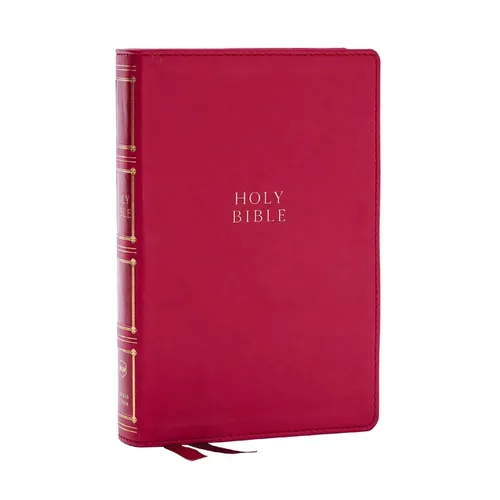 Nkjv, Compact Center-Column Reference Bible, Dark Rose Leathersoft, Red Letter, Comfort Print