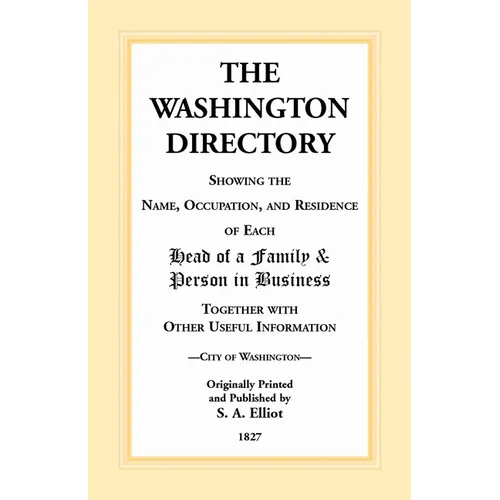 The Directory of Washington, D.C. - 1827