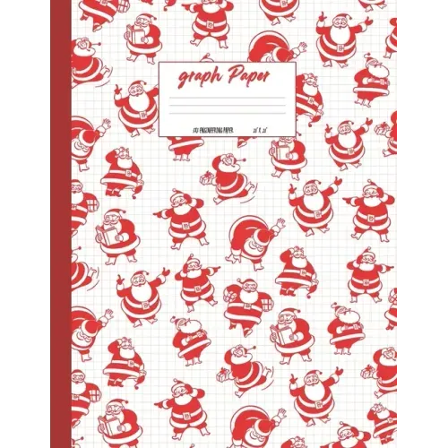 Graph Paper: Vintage Christmas santa theme cover. Large US letter 8.5x11. 5x5 engineering 1/2 inch graphing grid.