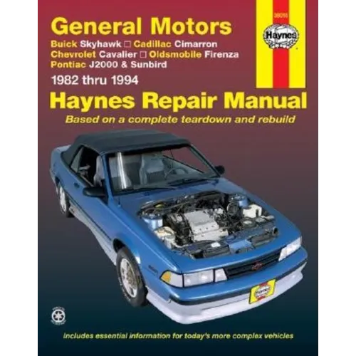 Gm: Buick Skyhawk, Cadillac Cimarron, Chevrolet Cavalier, Oldsmobile Firenza, Pontiac J2000 & Sunbird 1982-94