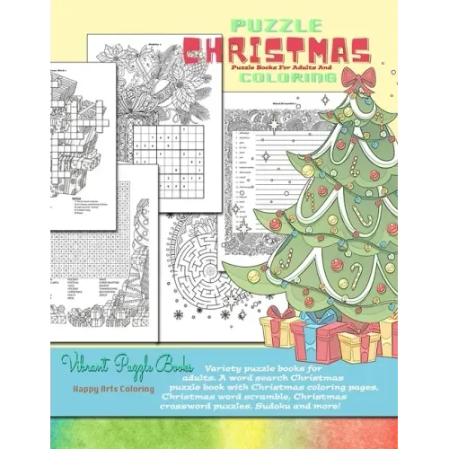CHRISTMAS puzzle books for adults and coloring. Variety puzzle books for adults. A word search Christmas puzzle book with Christmas coloring pages, Ch