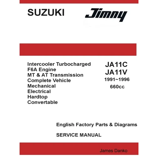 Suzuki Jimny JA11C JA11V 660cc English Factory Parts Manual 1991-1996