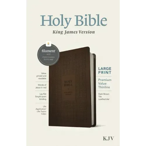 KJV Large Print Premium Value Thinline Bible, Filament Enabled (Leatherlike, Dark Brown Tile, Red Letter)