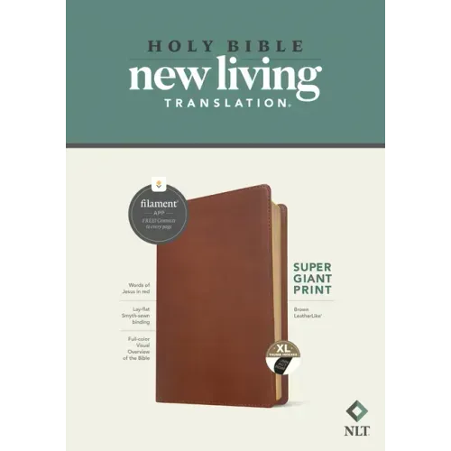 NLT Super Giant Print Bible, Filament Enabled (Leatherlike, Brown, Indexed, Red Letter)