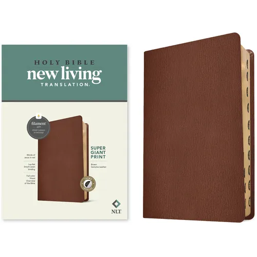 NLT Super Giant Print Bible, Filament Enabled (Genuine Leather, Brown, Indexed)