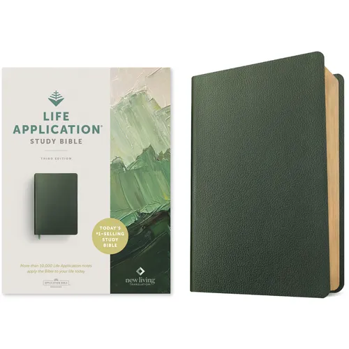 NLT Life Application Study Bible, Third Edition (Genuine Leather, Olive Green, Red Letter)