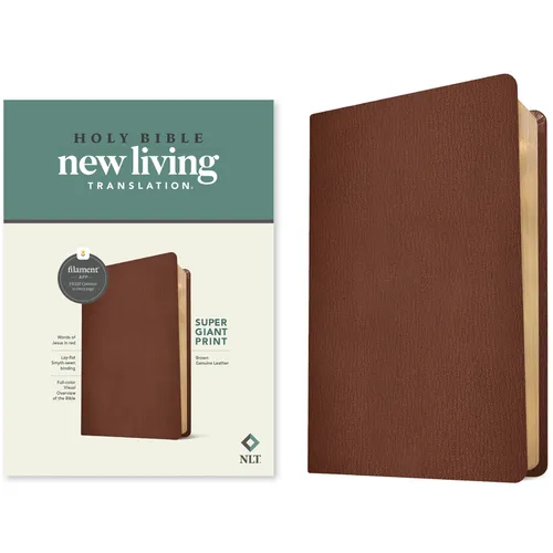 NLT Super Giant Print Bible, Filament Enabled (Genuine Leather, Brown, Red Letter)