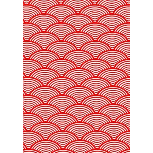 Japanese Kanji Practice Paper Notebook: 130 sheets, Asian Calligraphy, Red Geometric Artwork