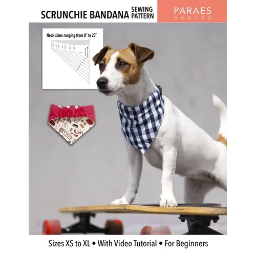 Scrunchie Bandana - Sewing Pattern: Sizes XS to XL - With Video Tutorial - For Beginners