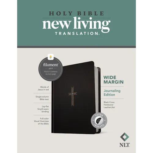 NLT Wide Margin Bible, Filament Enabled (Hardcover Leatherlike, Black Cross, Indexed, Red Letter)