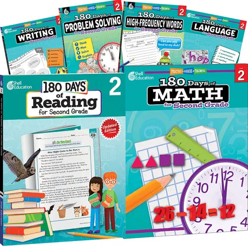 180 Days(tm) Reading, High-Frequency Words, Math, Problem Solving, Writing, & Language for Grade 2: 6-Book Set: Practice, Assess, Diagnose