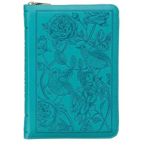 KJV Bible Compact Bible Faux Leather Teal W/Zipper