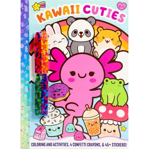 Kawaii Cuties: Coloring Book with Confetti Crayons and Stickers