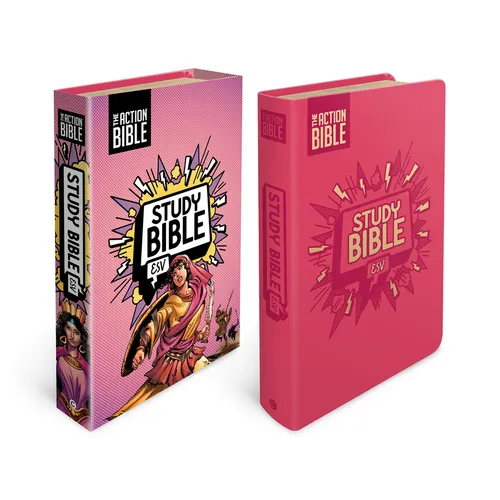 The Action Bible Study Bible Esv, Leathersoft, Pink, Full Color
