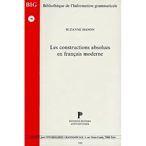 Les Constructions Absolues En Francais Moderne