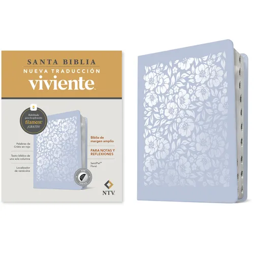 Biblia de Margen Amplio Ntv Con Filament (Sentipiel, Floral, Índice, Letra Roja)