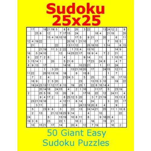 Sudoku 25x25 50 Giant Easy Sudoku Puzzles