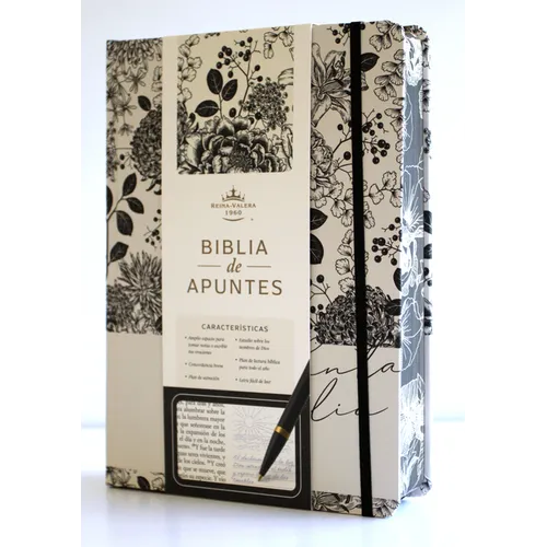 Biblia de Apuntes Rvr 1960 Tapa Dura, Blanco Y Negro Con Flores (Edición Cantos Pintados) / Spanish Journalling Bible Rvr 1960 Hc Black and White with