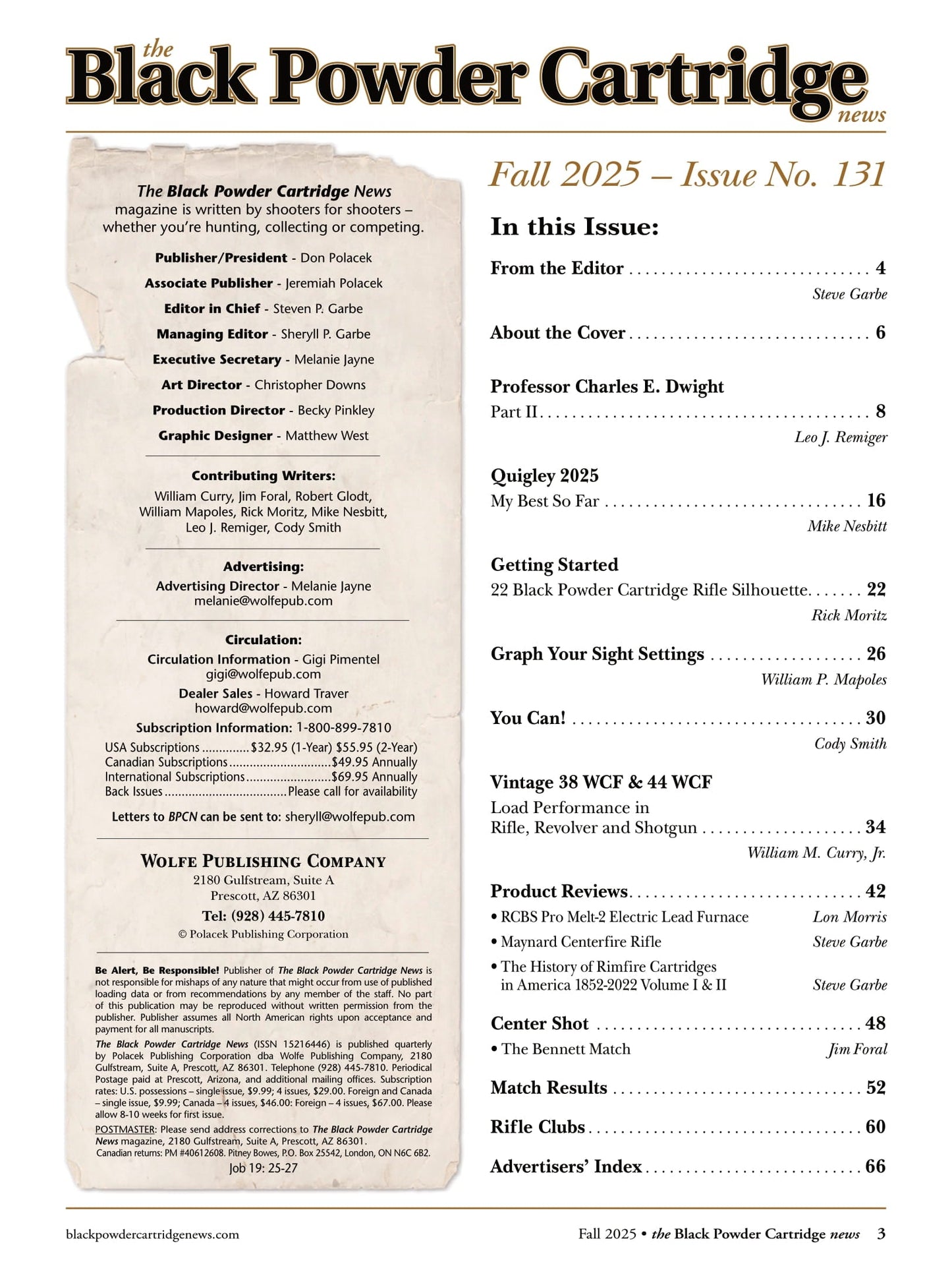 Black Powder Cartridge News - Fall 2025: Matthew Quigley Buffalo Rifle Match, Graph Your Sight Settings, Professor Charles E. Dwight’s Legacy, Maynard Centerfire Refile Reviews & More!