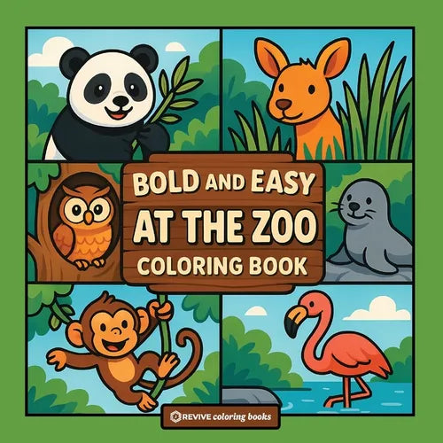 Bold & Easy At The Zoo Coloring Book: Fun Stress Relief Coloring