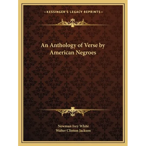 An Anthology of Verse by American Negroes