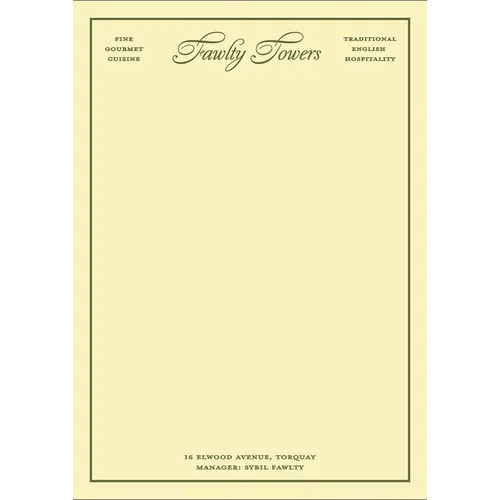 Fawlty Towers: Fictional Hotel Notepad Set