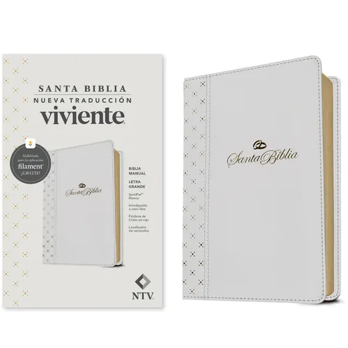 Biblia Manual Ntv, Letra Grande Con Filament (Sentipiel, Blanco, Letra Roja)