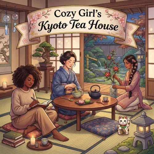 Cozy Girl's Kyoto Tea House: Fun Bold Line Adult Coloring Book Cute Comfy Japanese Zen Designs, Peaceful Daily Homebody Rituals Creative Screen-Free W