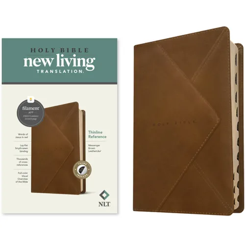 NLT Thinline Reference Bible, Filament Enabled (Leatherlike, Messenger Brown, Indexed, Red Letter)