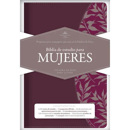 Rvr 1960 Biblia de Estudio Para Mujeres, Vino Tinto/Fucsia Símil Piel