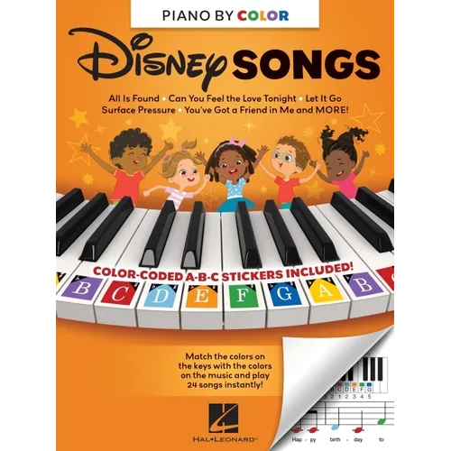 Piano-By-Color - Disney Songs: Color-Coded Notation with Matching Stickers Make Playing Songs from Beloved Disney Movies on Piano Super Easy and Fun!