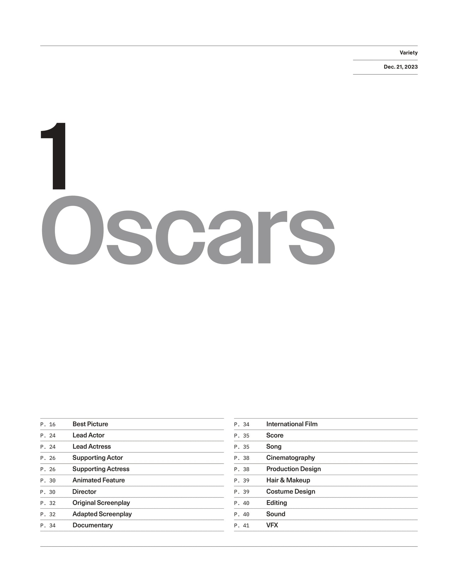 Variety - 23.12.21 Edition: Ultimate Awards Guide, Oscars, SAG, Grammys, Golden Globes, Best Picture, Lead Actor, Lead Actress, Writers' Room, Variety's Film Critics Top Five Movies Of 2023 & More!