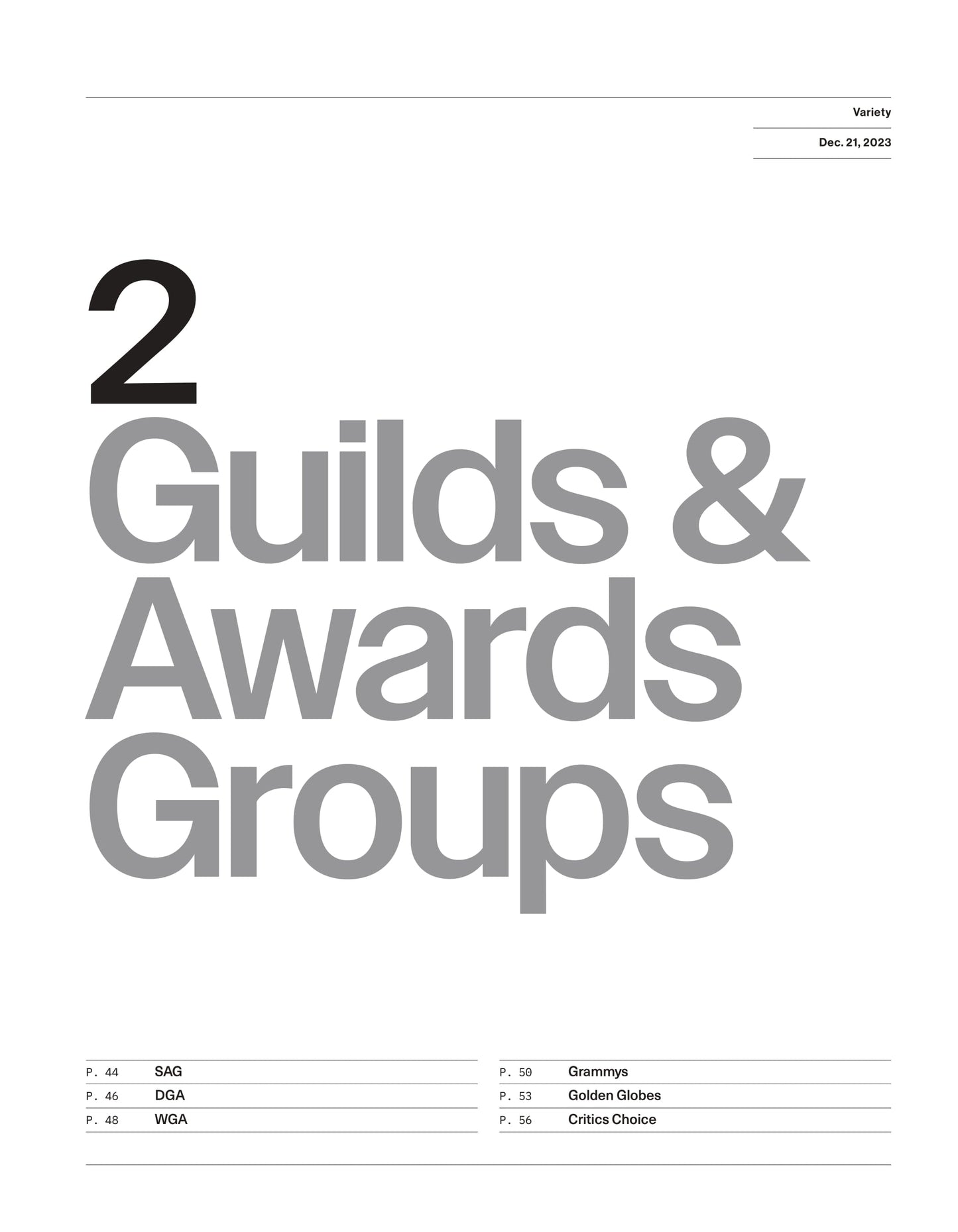 Variety - 23.12.21 Edition: Ultimate Awards Guide, Oscars, SAG, Grammys, Golden Globes, Best Picture, Lead Actor, Lead Actress, Writers' Room, Variety's Film Critics Top Five Movies Of 2023 & More!