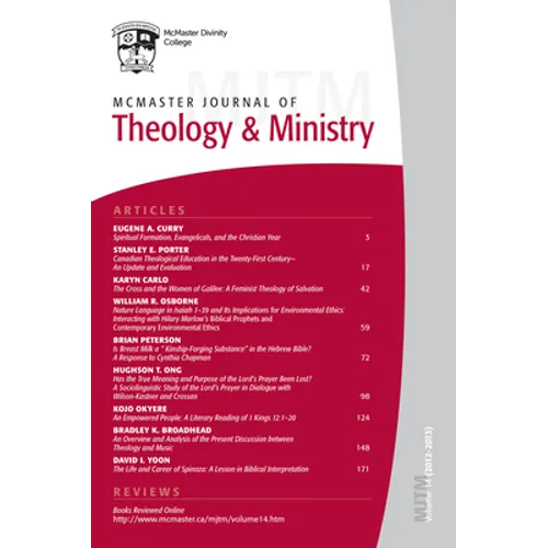 McMaster Journal of Theology and Ministry: Volume 14, 20132014