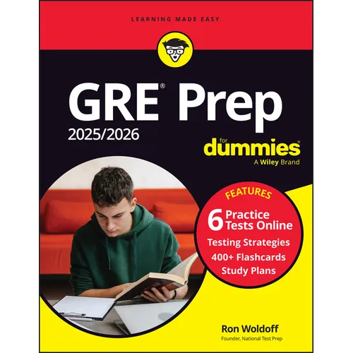GRE Prep 2025/2026 for Dummies: Book + 6 Practice Tests + 400 Flashcards Online