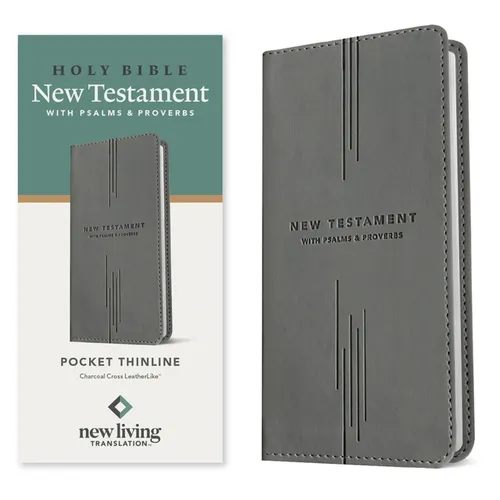 NLT Pocket Thinline New Testament with Psalms and Proverbs (Leatherlike, Charcoal Cross)