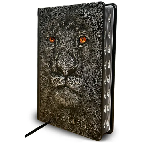 Biblia Rvr 1960 Letra Grande León de Judá Edición Especial Plata Con Índice Y Canto Negro / Spanish Bible Rvr 1960 Large Print Imitation Leather Lion