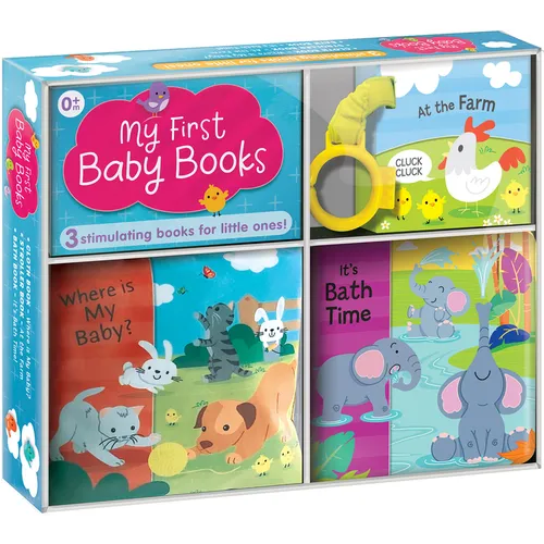My First Baby Books: 3-In-1 Box Set with Cloth Book, Bath Book & Stroller Book Soft Baby Books for Toddlers 1-3, Newborn Baby Gifts, Early Learning De