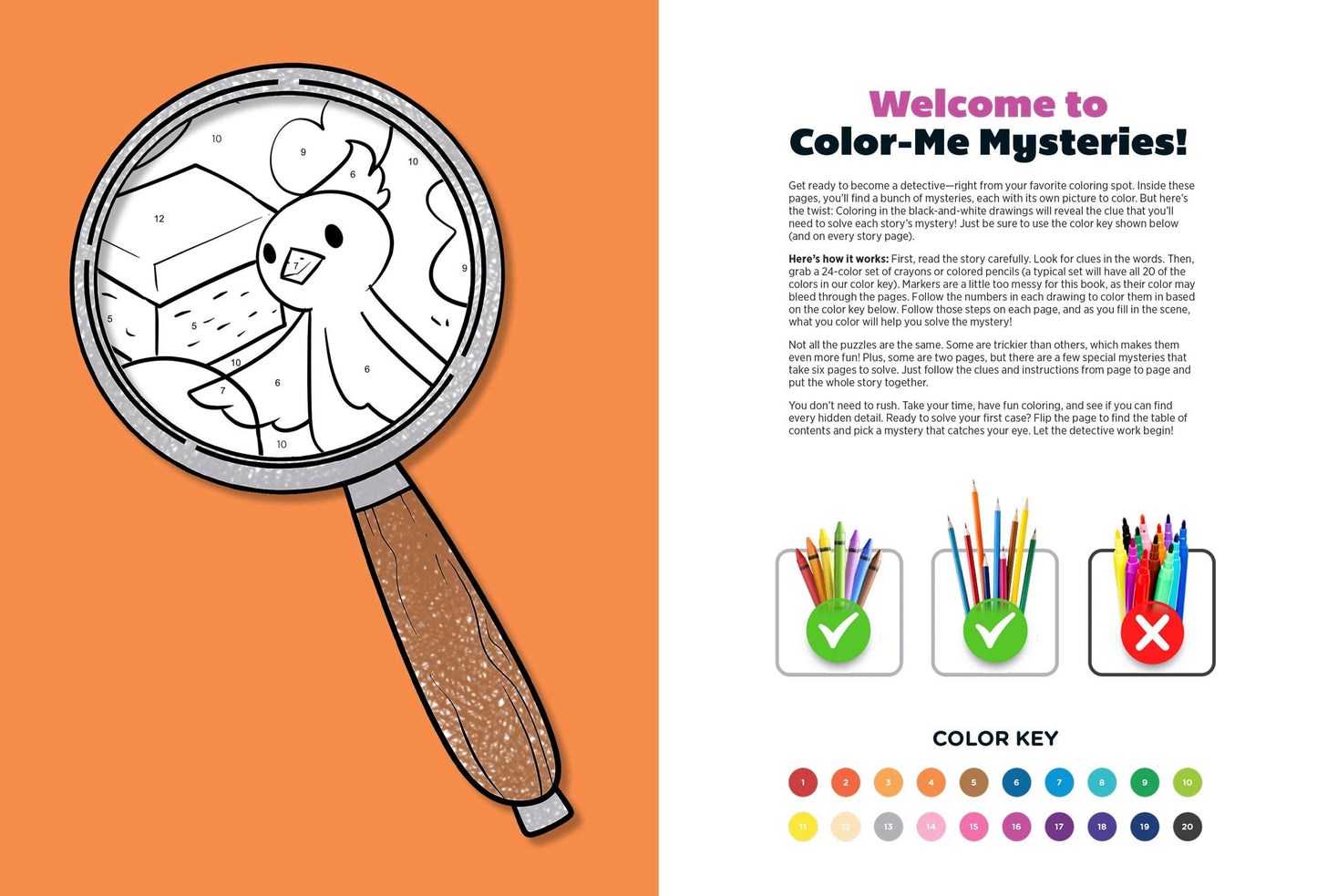 Color Me Mysteries - Volume 2: Splash Into Summer With 42 Mysteries Any Kid Can Solve, Color In The Clues To Solve The Case, Boost Creativity, Each Illustration Hides A Clue, Relax, Color & More!