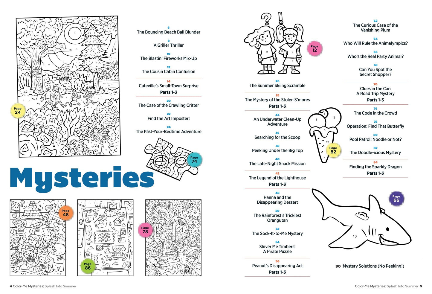 Color Me Mysteries - Volume 2: Splash Into Summer With 42 Mysteries Any Kid Can Solve, Color In The Clues To Solve The Case, Boost Creativity, Each Illustration Hides A Clue, Relax, Color & More!