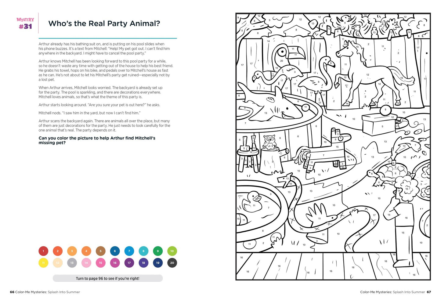 Color Me Mysteries - Volume 2: Splash Into Summer With 42 Mysteries Any Kid Can Solve, Color In The Clues To Solve The Case, Boost Creativity, Each Illustration Hides A Clue, Relax, Color & More!