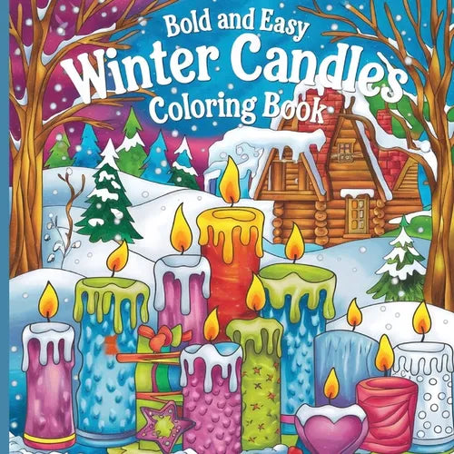 Winter Candles Coloring Book: Coloring Book for Adults ( Large Print )