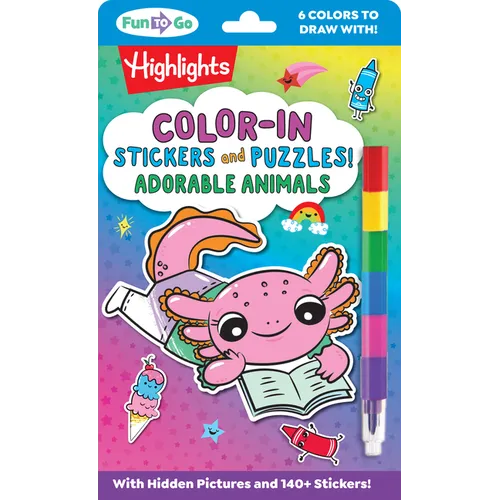 Color-In Stickers and Puzzles! Adorable Animals: Over 140 Kids Stickers for You to Color and Decorate, Animal Puzzles Activity Sheets for On-The-Go Fu