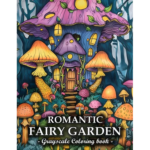 Romantic Fairy Garden: Grayscale Coloring Books For Adults Relaxation With Charming Garden Scenes, Magical Fairies, Mushroom House And More