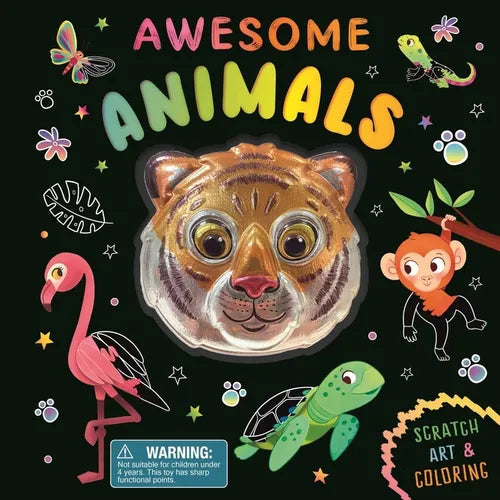 Awesome Animals: Scratch Art & Coloring