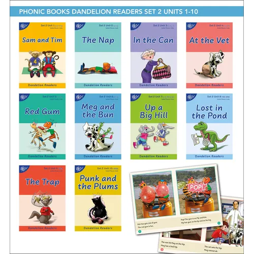 Phonic Books Dandelion Readers Set 2 Units 1-10 Sam and Tim (Alphabet Code Blending 4 and 5 Sound Words): Decodable Books for Beginner Readers Alphabe