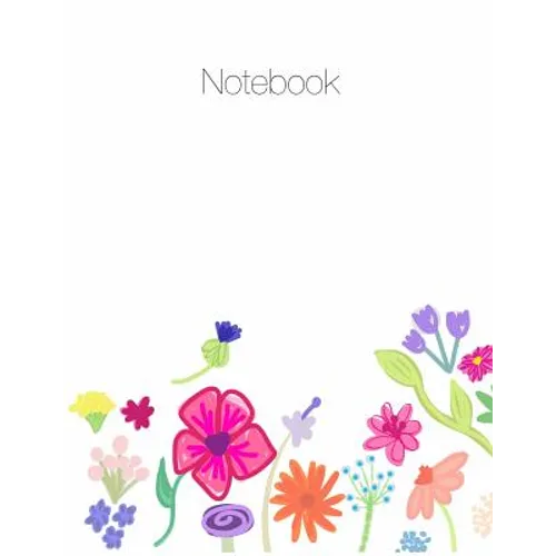 Notebook, Large, 8.5 X 11, Ruled + Grid Notes, Floral Cover Theme