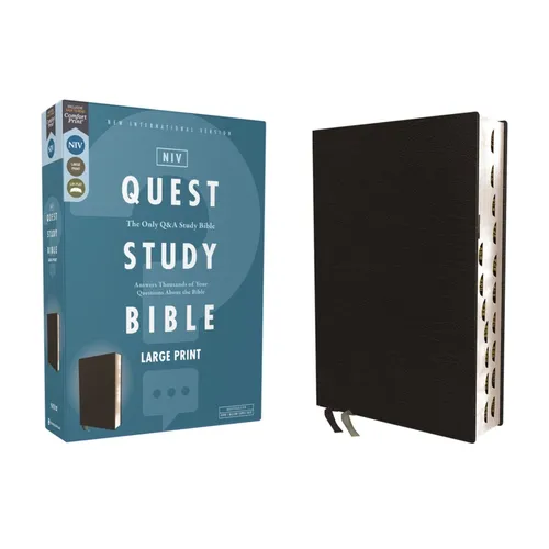 Niv, Quest Study Bible, Large Print, Bonded Leather, Black, Thumb Indexed, Comfort Print: The Only Q and A Study Bible